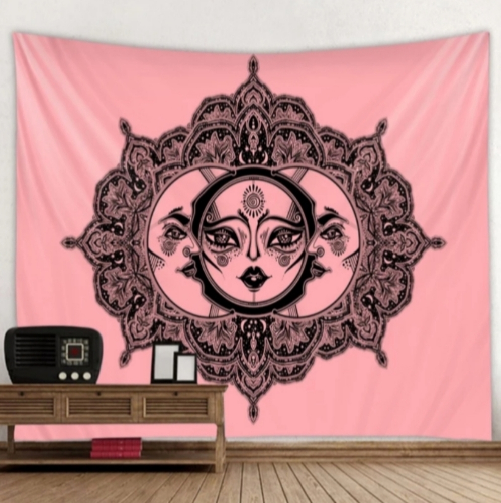 Pink Sun & Moon Tapestry